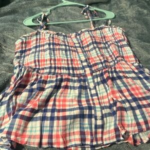 Torrid size 3x plaid tie shoulder top.